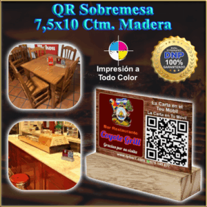 QR Sobremesa 7,5x10 Ctm. Madera